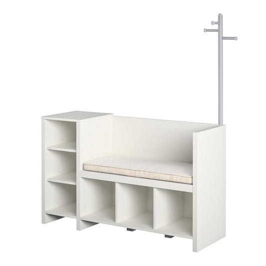 Ameriwood Home Nathan Storage Bench And Coat Rack In White - De41685