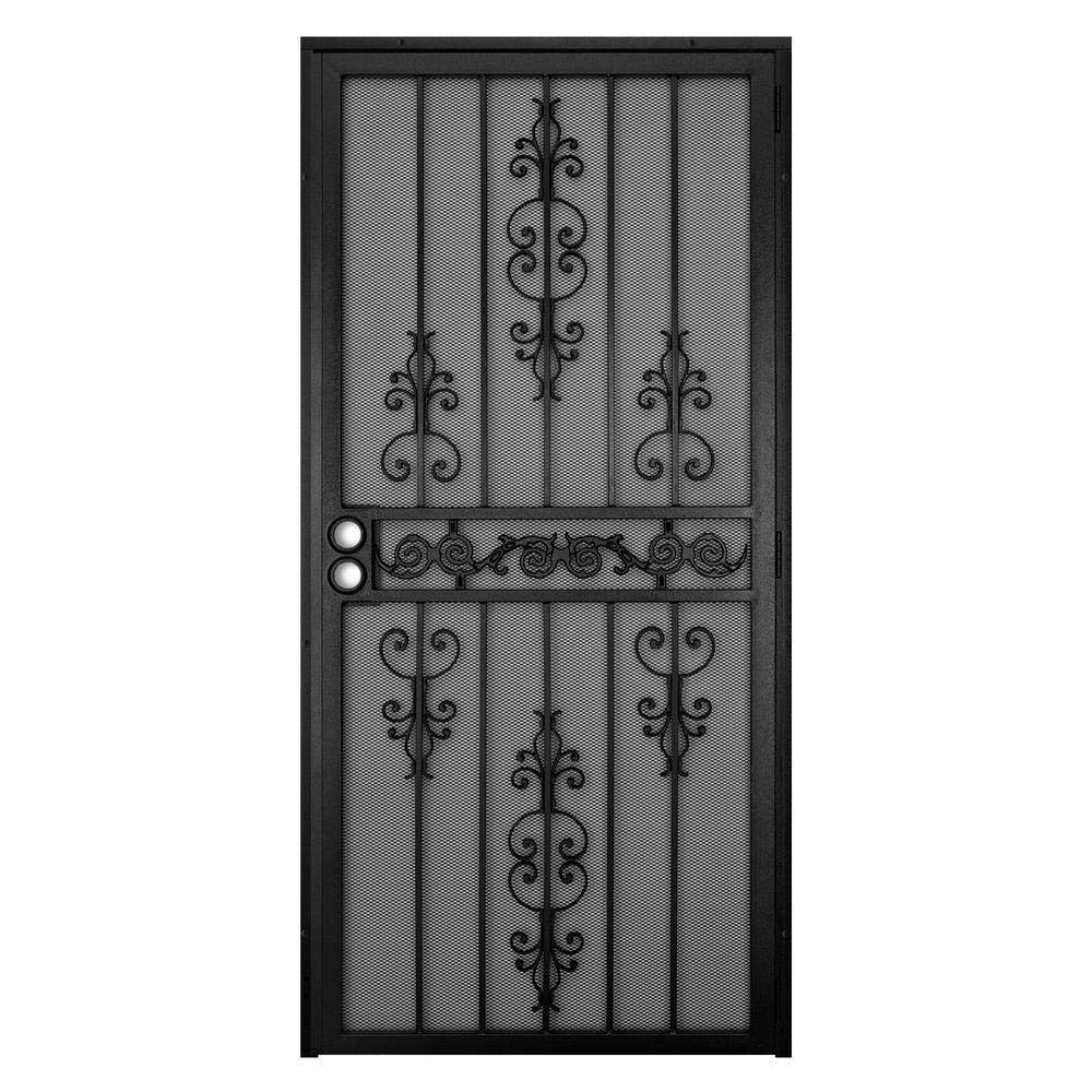 Unique Home Designs 36 In. X 80 In. El Dorado White Surface Mount Outswing Steel Security Door With Heavy-Duty Expanded Metal Screen