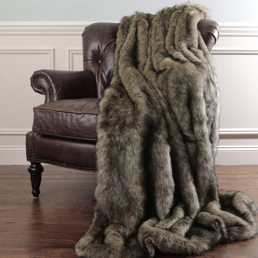 Aurora Home Faux Fur Throw Blanket By Wild Mannered Bleached Fox 58 W X 60 L Faux Fur