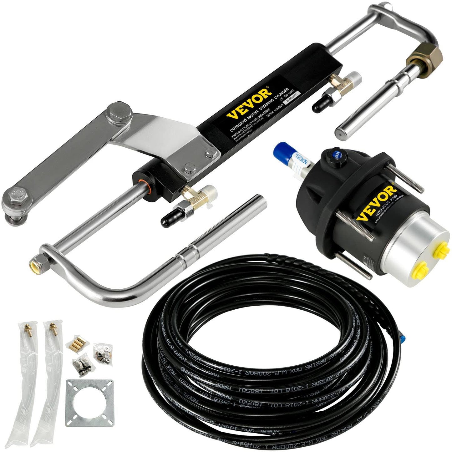 Vevor Hydraulic Steering Kit 90hp Hydraulic Outboard Steering Kit With Helm Pump Cylinder Marine Steering System Kit