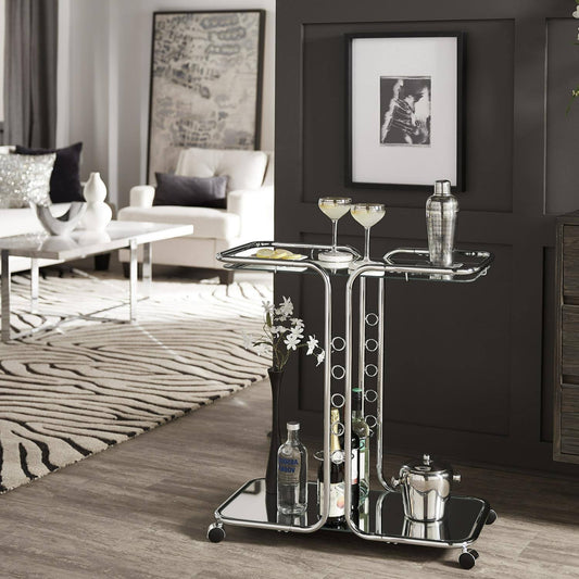 Weston Home Chelsea Lane Hazel Chrome Finish Bar Cart, 68e687cm-07