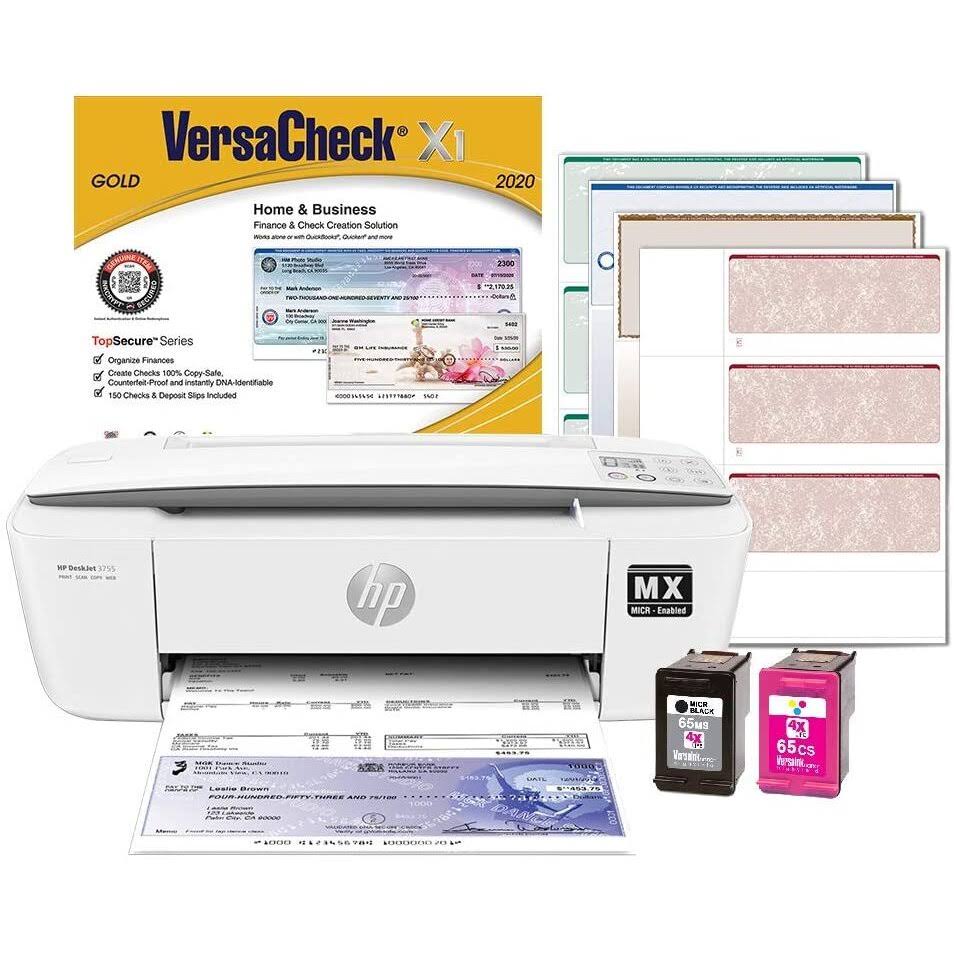 Versacheck Hp Deskjet 3755 Mx Micr Check Printer And Versacheck Gold Check Printing Software Bundle, White (3755mx)