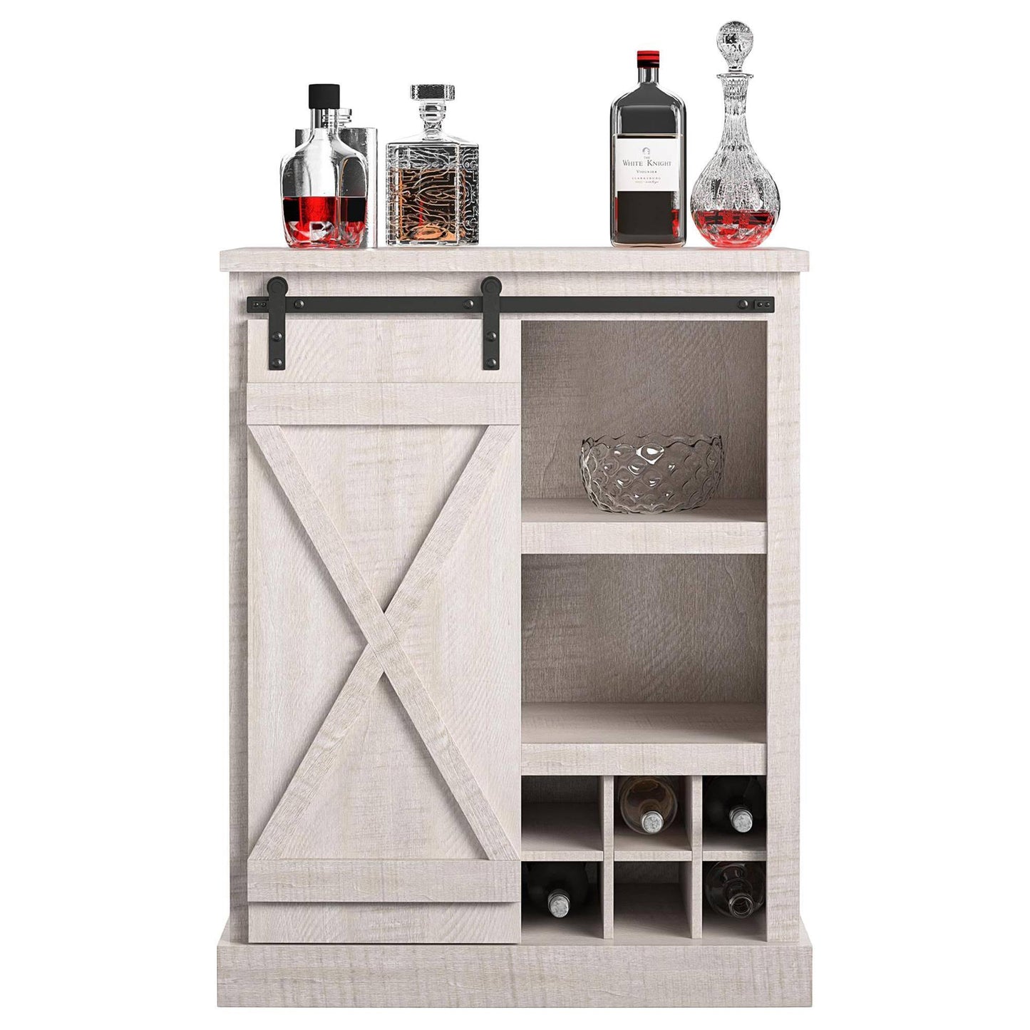 Ameriwood Home Bayshore Heights Rustic White Bar Cabinet