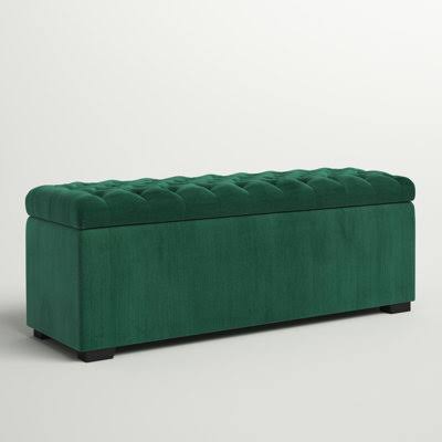 Alcott Hill Mabel Shoe Upholstered Storage Bench, Emerald