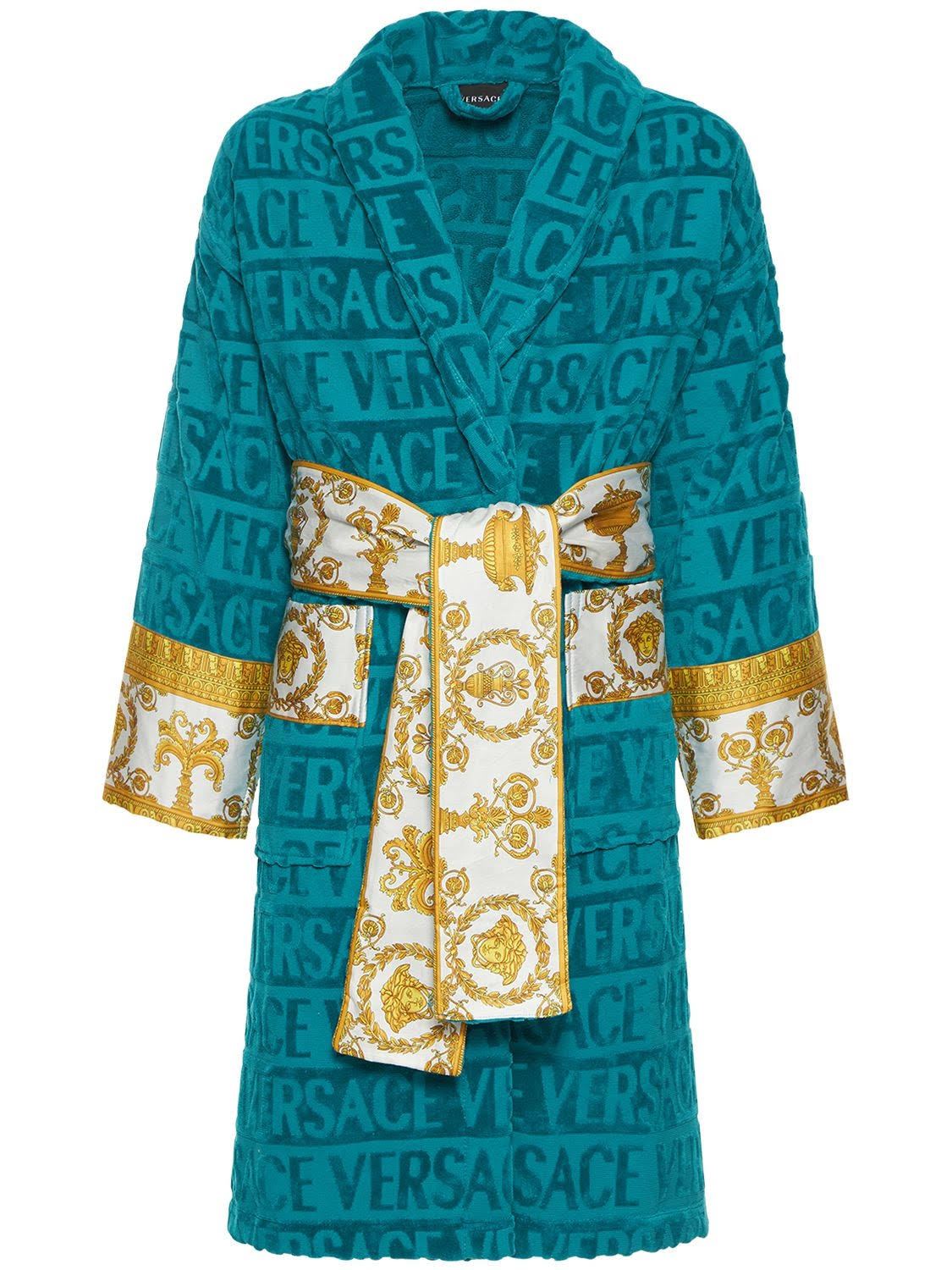 Versace I Baroque Bathrobe, Unisex, Blue, 3xl