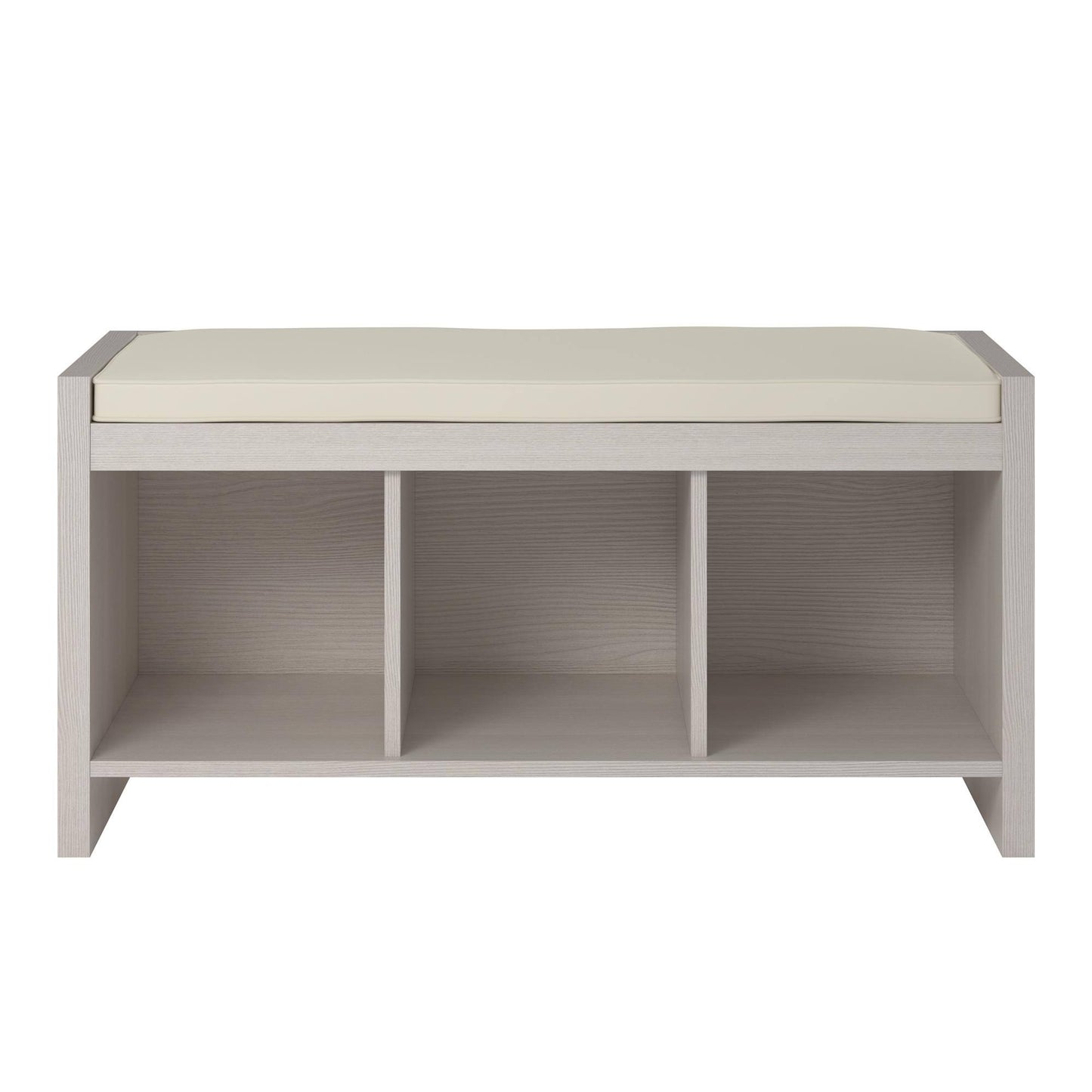 Ameriwood Home Penelope Entryway Storage Bench With Cushion Ivory Pine