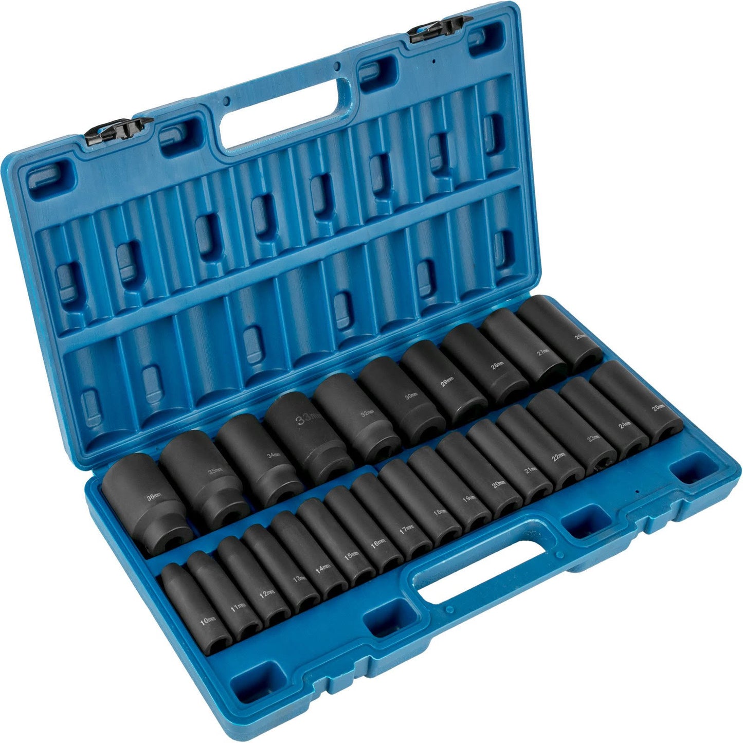 Vevor Impact Socket Set 12 26 Piece Impact Sockets Deep Socket 6-Point Sockets Cr-V 12 Drive Socket Set Metric 10mm-36mm Cjtt26pcs12insd01v0