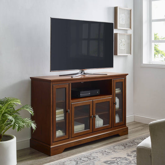 Walker Edison Highboy Wood Tv Media Stand Storage Console, Rustic Brown