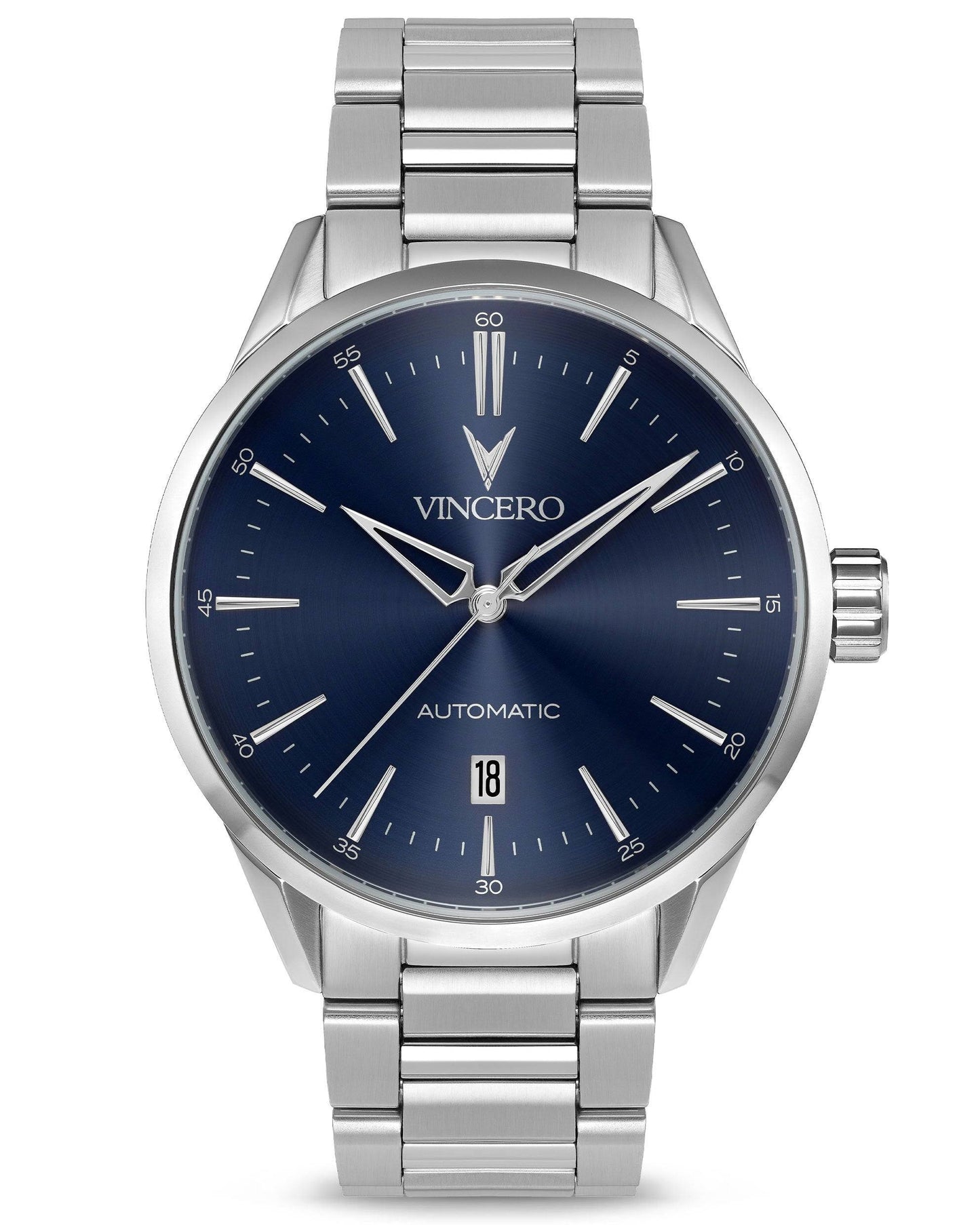 Vincero Icon Men s Automatic Watch; Blue Dial; 41 Mm Stainless Steel Bracelet Sblu-Silm-Y08