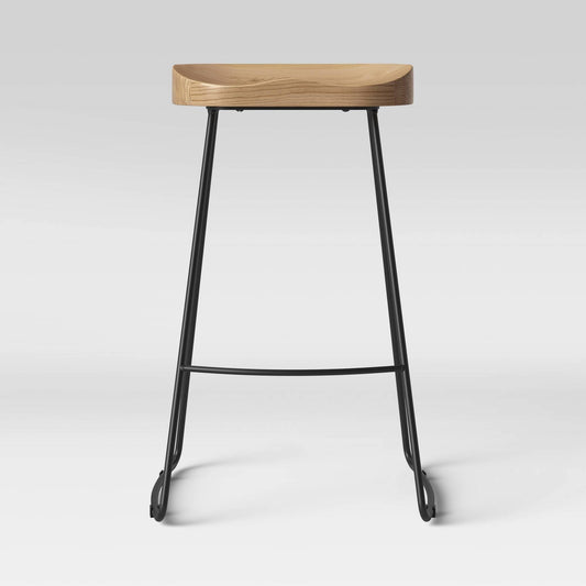 Wbdeals Hull Low Back Barstool Wood/Metal In Matte Black