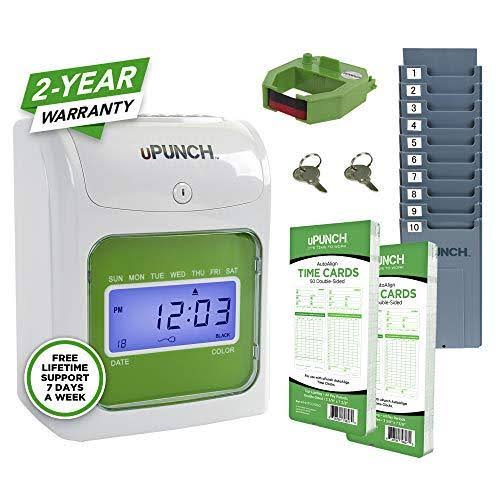 Upunch Hn1500 Electronic Non-Calculating Time Clock Bundle, Beige/Green