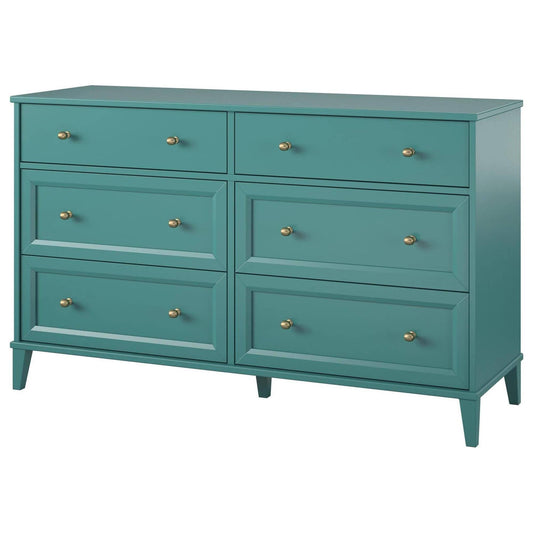 Ameriwood Home Monticello Wide 6 Drawer Dresser In Emerald Green