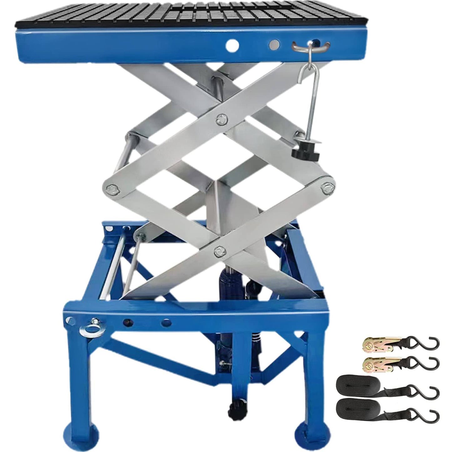 Vevor Hydraulic Motorcycle Lift Table, 300lbs Hydraulic Motorcycle Scissor Jack, Portable Lift Table, Adjustable Motorcycle Lift Jack, Blue