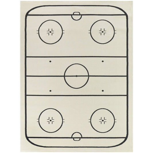 Balta Hockey Time Cream 5 3 X 7 Novelty Area Rug, Ivory