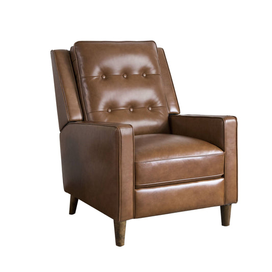 Abbyson Holloway Mid Century Top Grain Leather Pushback Recliner, Brown