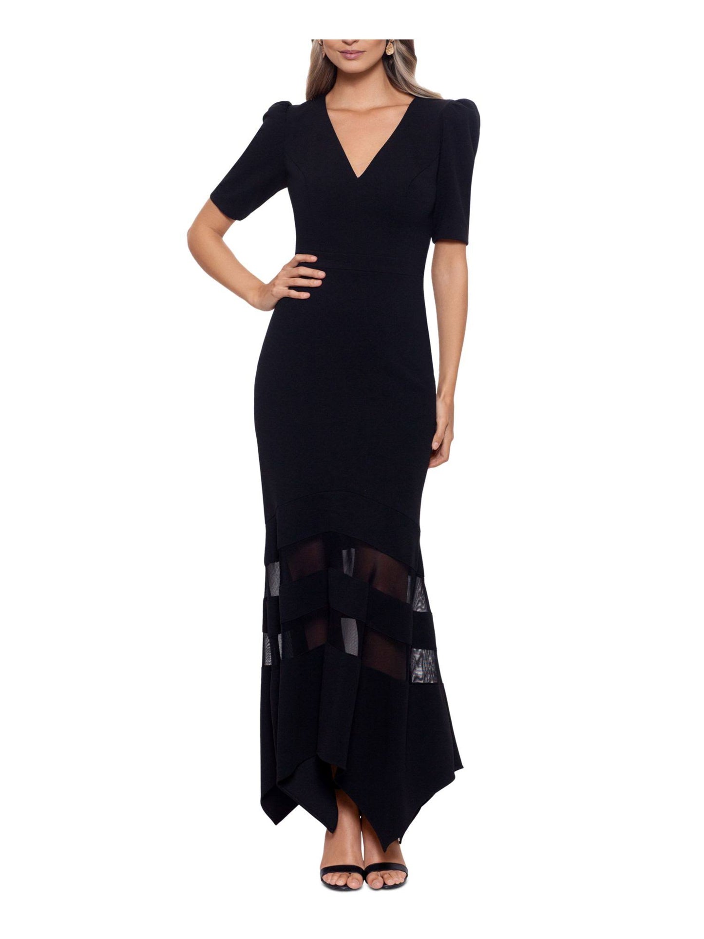 Xscape Illusion Fit & Flare Gown - Black - Size 14