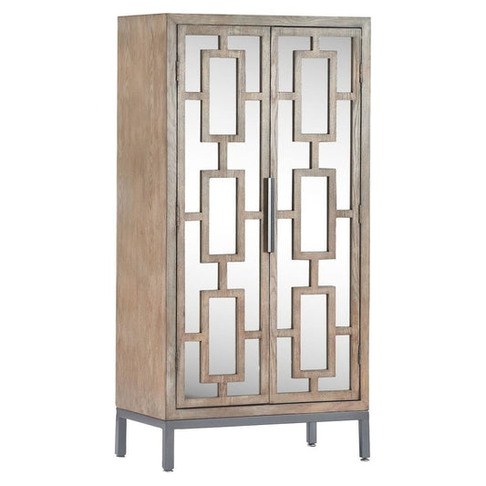 Tommy Hilfiger Hayworth Tall Mirrored Accent Cabinet Ash Gray