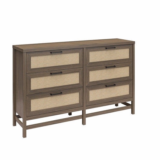 Ameriwood Home Lennon 6-Drawer Dresser Medium Brown