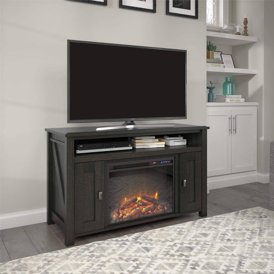 Ameriwood Home Farmington Black Oak 50 Electric Fireplace Tv Console