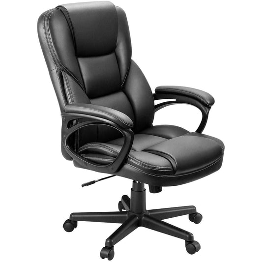 Walnew High Back Executive Office Chair Adjustable Home Task Chair Swivel Pu Leather Computer Chair With Lumbar Support Black