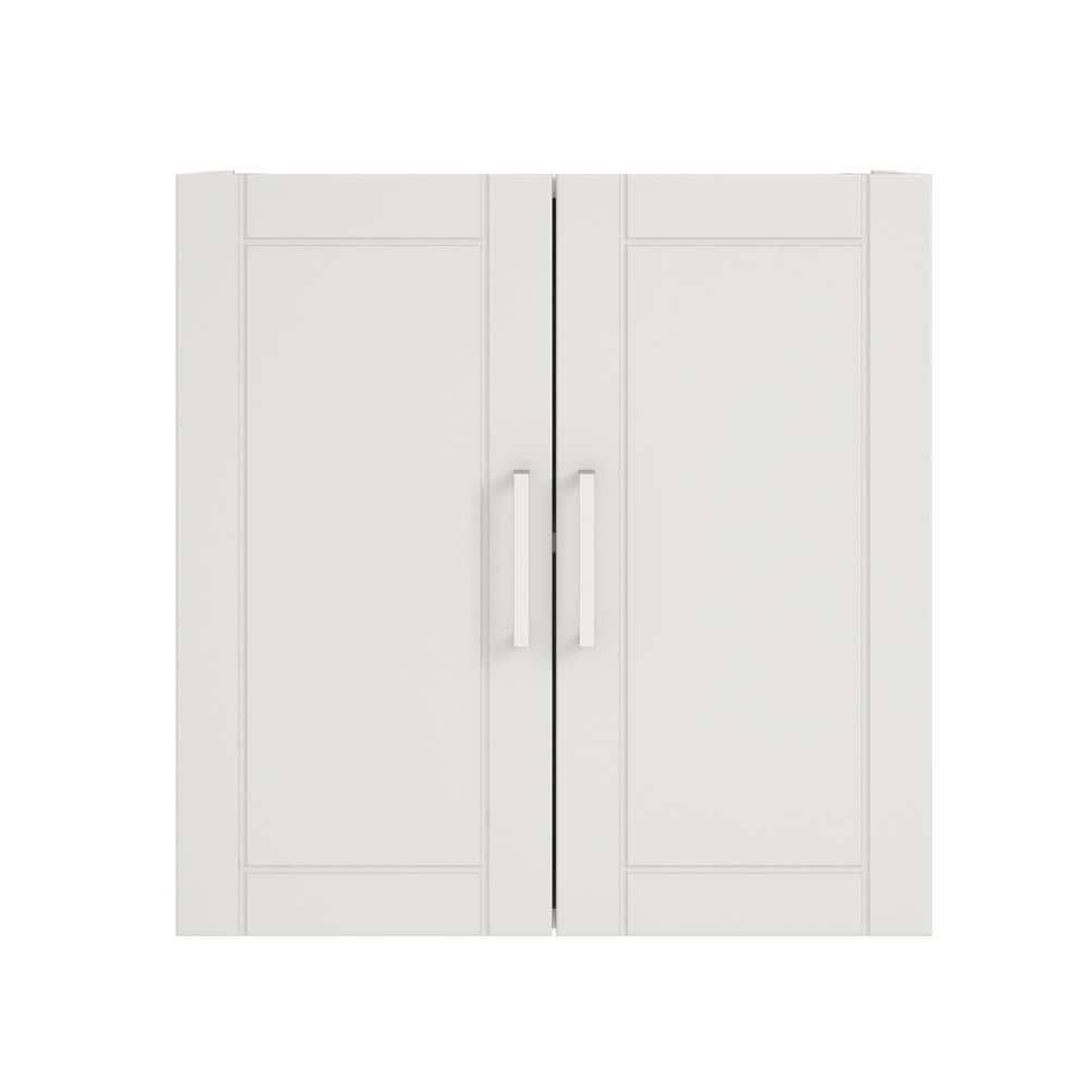 Ameriwood Home Wood 2-Shelf Wall Mounted Garage Cabinet In Gray (24 In W X 24 In H X 12 In D), White Hd18922