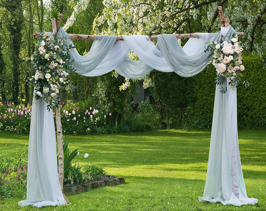 Warm Home Designs Wedding Arch Draping Fabric Bundle Has 2 288 Inch (24 Feet) Scarves In Silver & White Fabric Colors For Wedding Fabric, Wedding