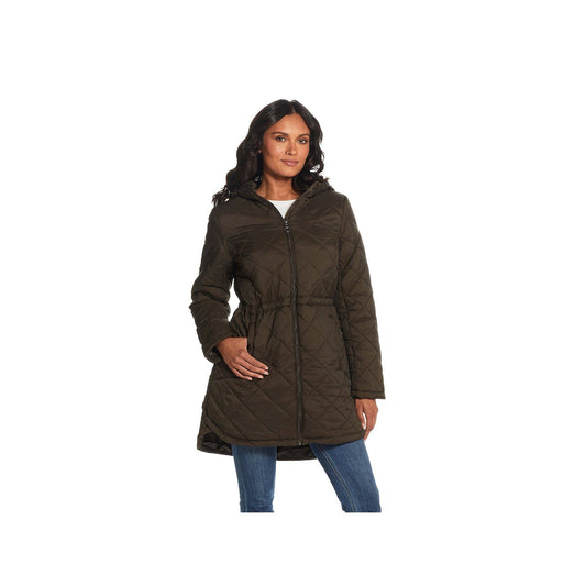 Women s Weathercast Hood Quilted Anorak Jacket, Size: Large, Black