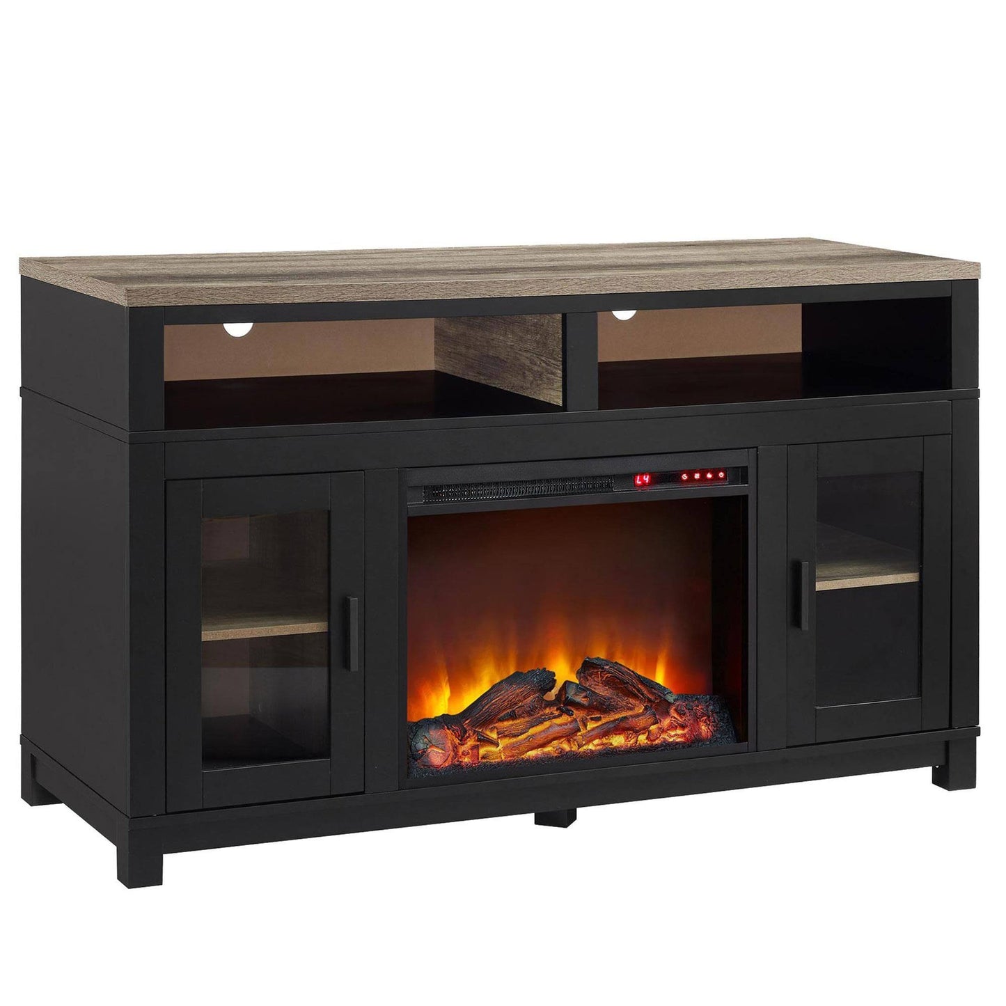 Ameriwood Home Carver Electric Fireplace 60 Tv Stand Black