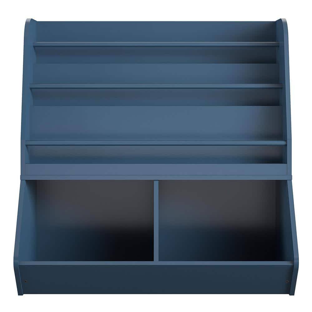 Ameriwood Home Lauren 36.3 In. Navy 3-Shelf Bookcase And Toy Storage, Blue