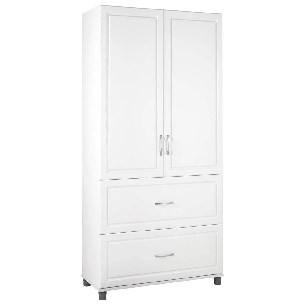 Ameriwood Home 74 In. H X 36 In. W X 15 In. D Trailwinds White 2-Door/2-Drawer Freestanding Storage Cabinet, White Finish