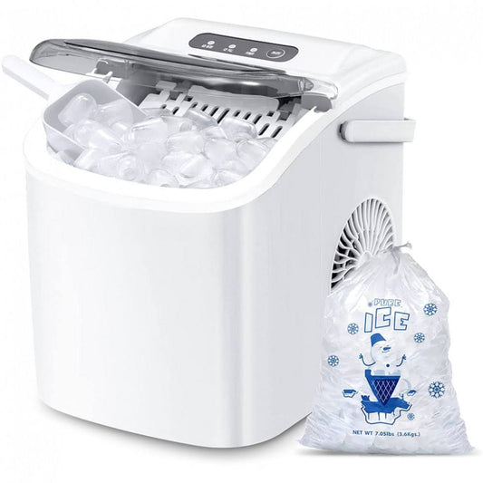 Aglucky Ice Makers Countertop,Portable Ice Maker Machine With Handle,Self-Cleaning Ice Maker, 26lbs/24h, 9 Ice Cubes Ready In 8 Mins, For Home