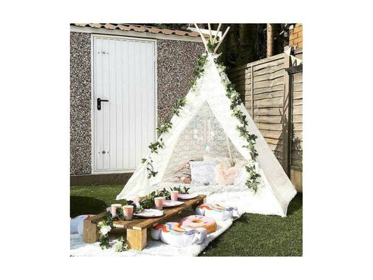 Avrsol Huge Teepee 85 Inch Height Luxury Lace Tent Super Large With Gift 6.5ft Rose Vine Flowers