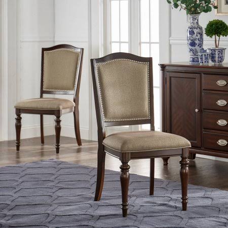 Weston Home Nailhead Side Chair , Set Of 2, Dark Cherry, Brown