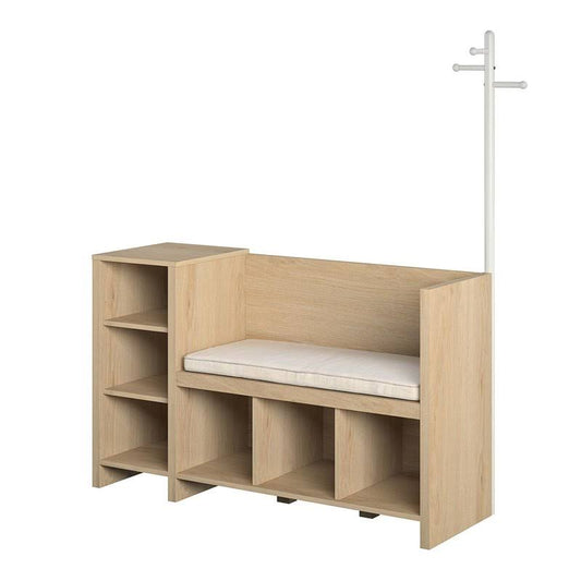 Ameriwood Home Nathan Storage Bench And Coat Rack In Blonde Oak