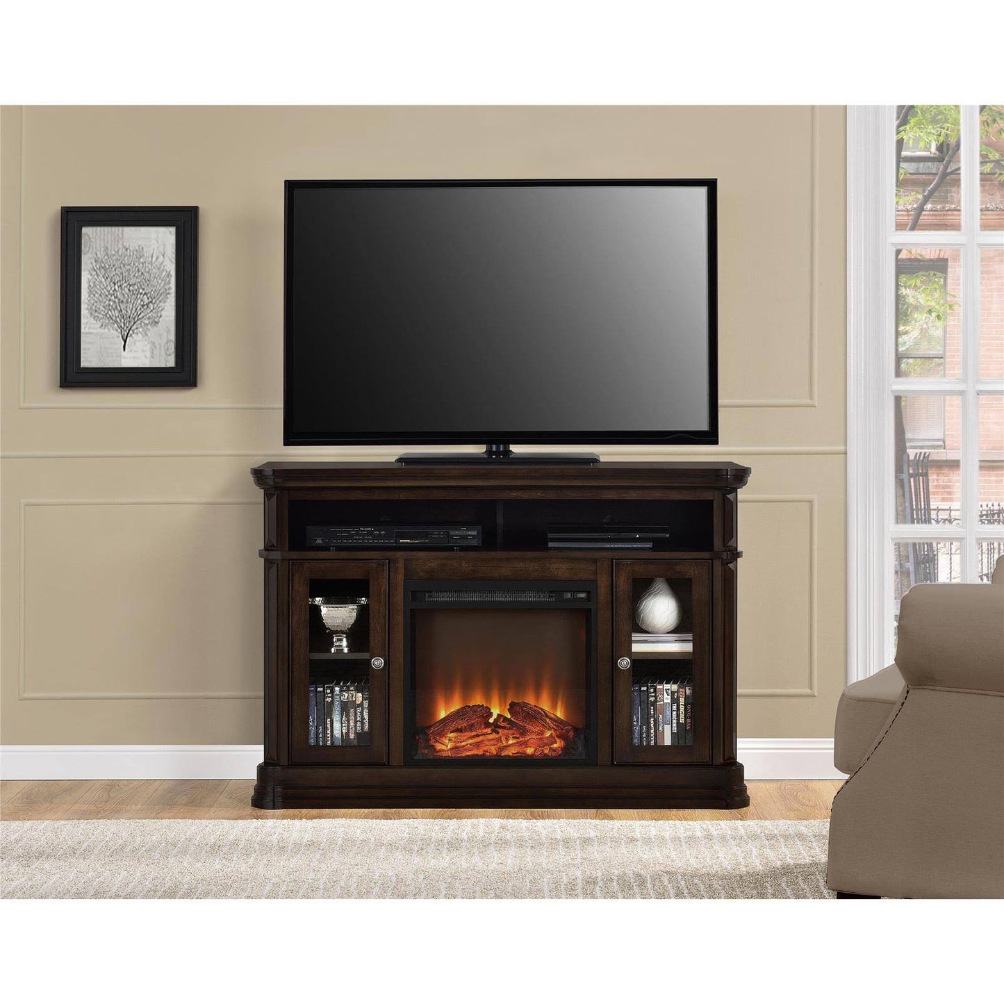 Ameriwood Home Brooklyn 50 Fireplace Tv Console Espresso