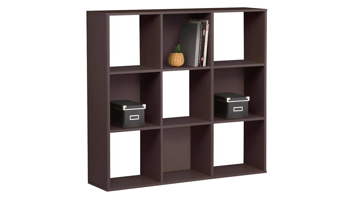 At Home 9-Cube Brown Wooden Organizer