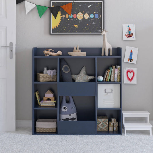 Ameriwood Home Charli Kids Large Toy Storage Bookcase, Navy