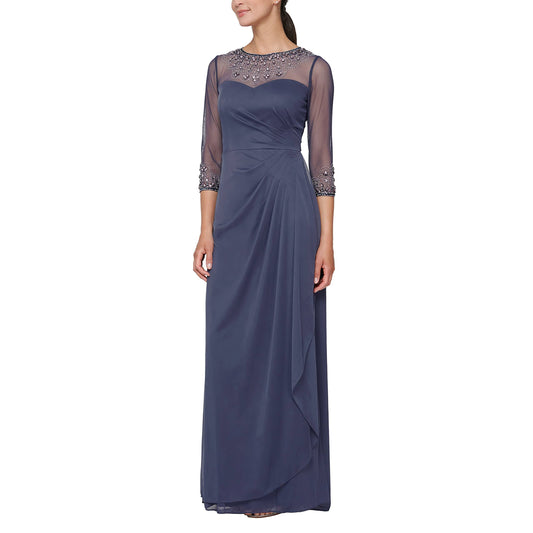 Alex Evenings Illusion Embellished A-Line Gown - Purple 14