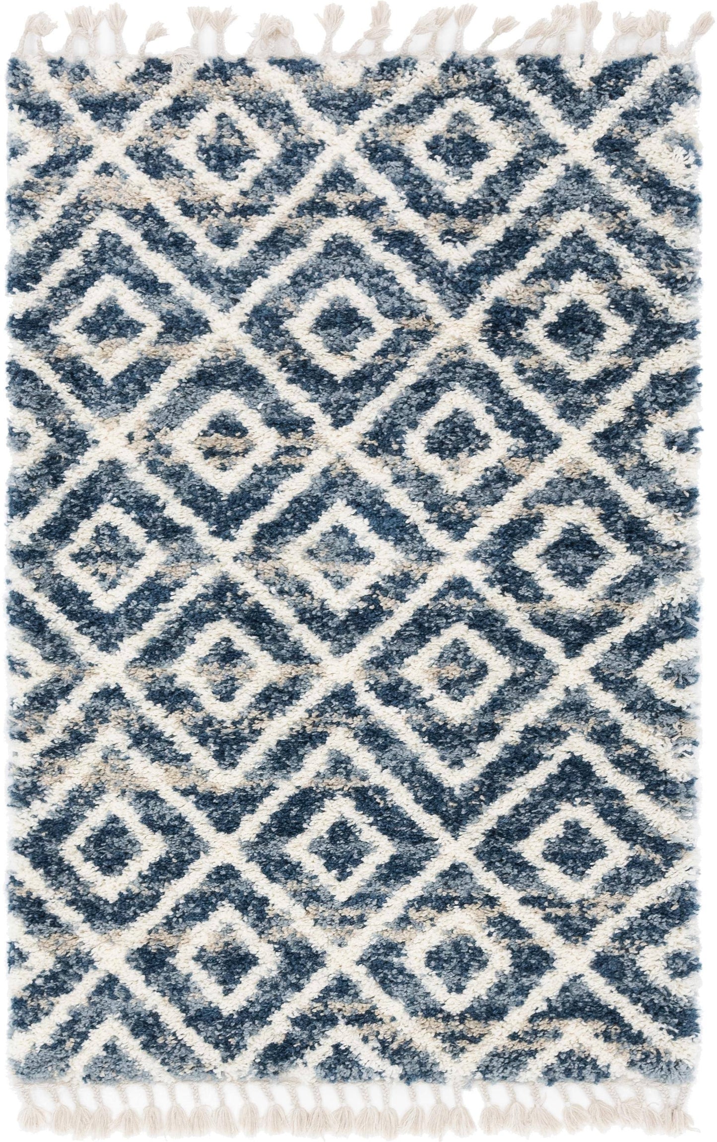 Unique Loom Hygge Shag Diamond Blue 8 Ft. X 10 Ft. Area Rug