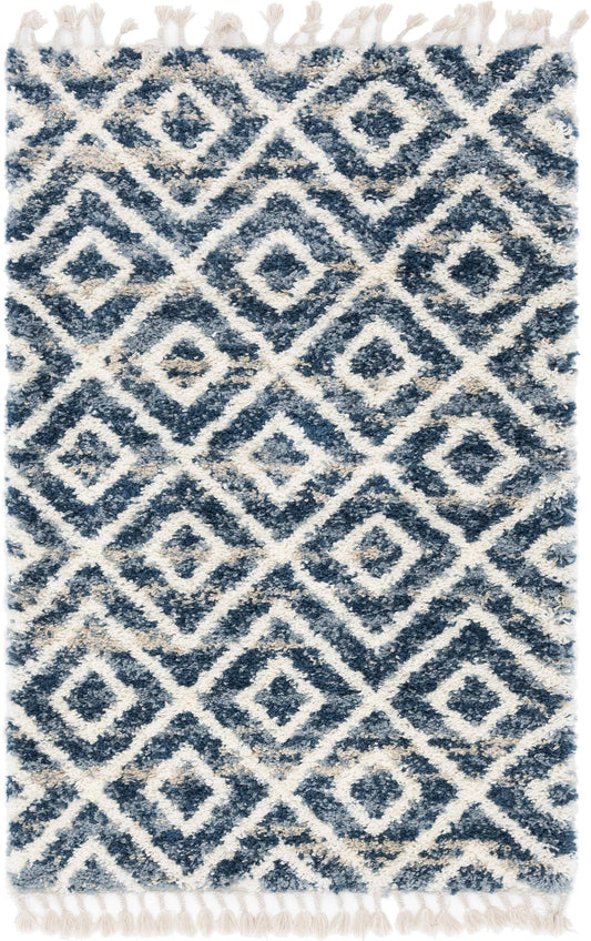 Unique Loom Hygge Shag Diamond Blue 8 Ft. X 10 Ft. Area Rug