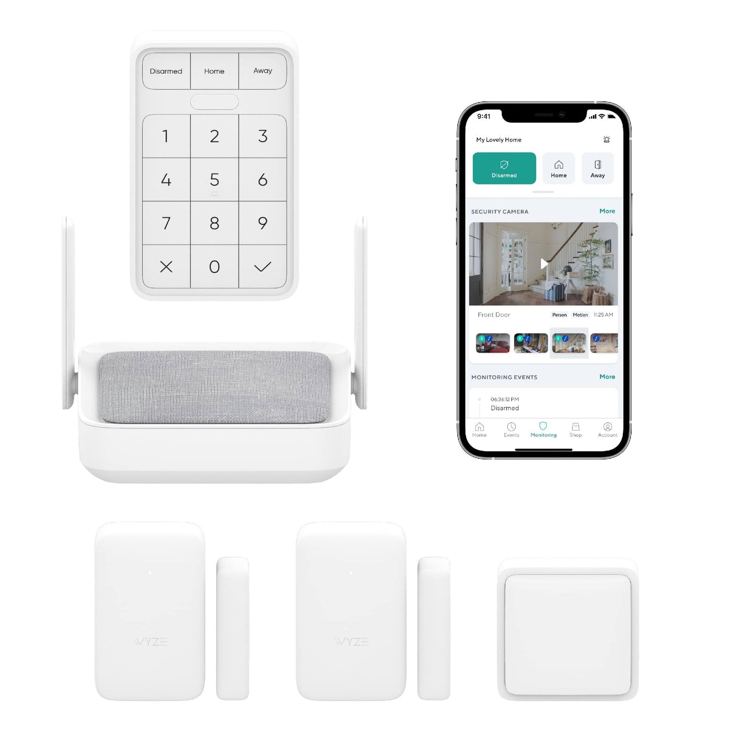 Wyze Home Security System Core Kit (Hub, Keypad, Motion, Entry Sensors, And 6-Mos Of 24/7 Professional Monitoring - Service Required)