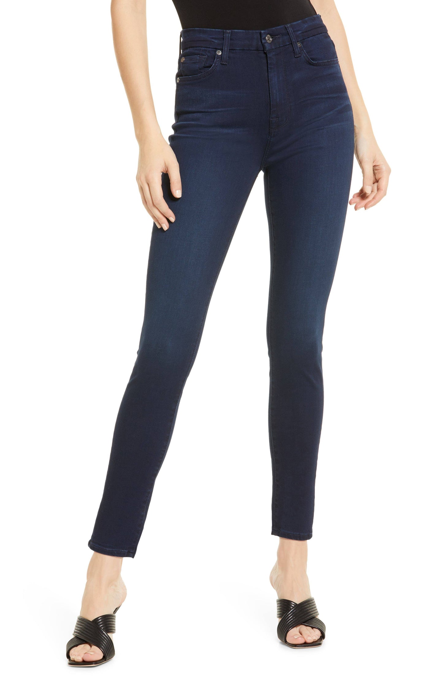 7 For All Mankind High-Waist Ankle Skinny In Slim Illusion Twilight Blue