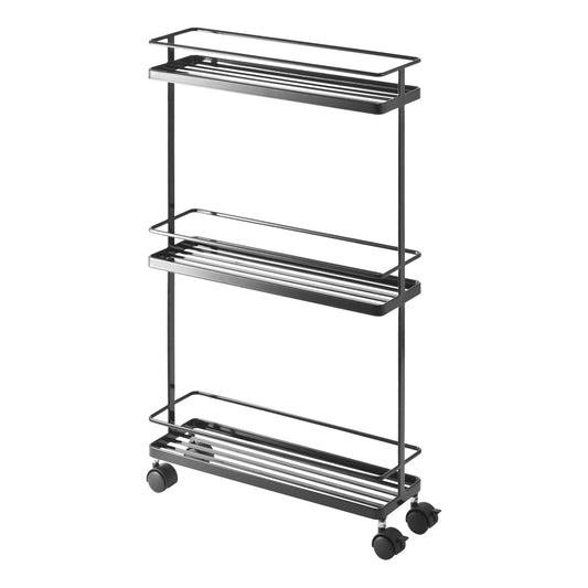 Yamazaki Home Black Tower Rolling Kitchen Storage Cart