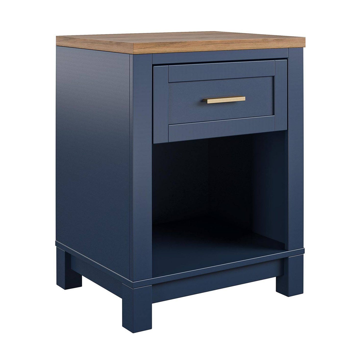 Ameriwood Home Armada Nightstand In Navy With Walnut Top