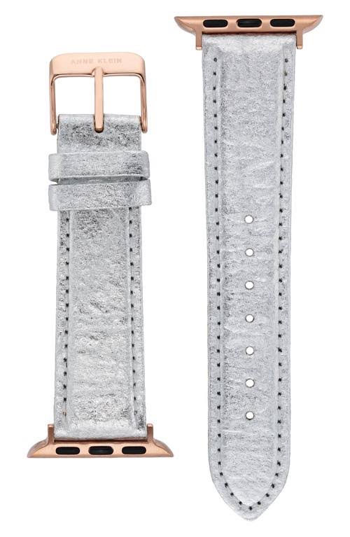 Anne Klein Iconsidered Pineapple Leather Apple Watch Watchband In Silver