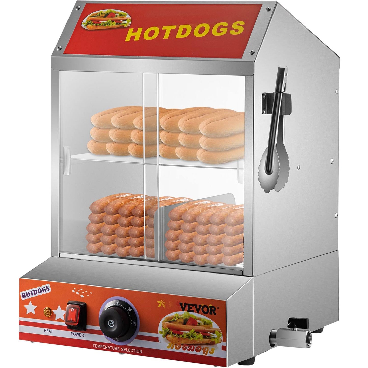 Vevor Hot Dog Steamer 2-Tier Hut Steamer For 175 Hot Dogs & 40 Buns Stainless Steel Hot Dog Steamer With Bun Warmer Spbwrgrgg-001yxnfv1