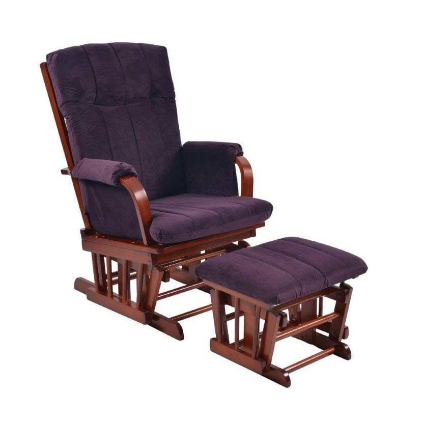 Artiva Usa Home Deluxe Microfiber Cherry Wood Glider And Ottoman Set, Purple