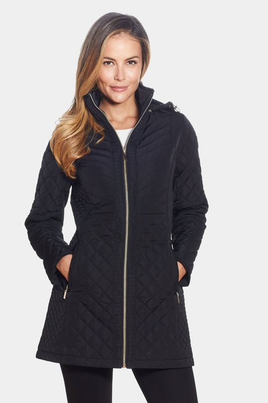 Women s Gallery Hooded Quilt Jacket, Size: Medium, Black