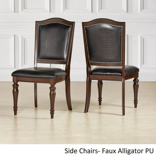 Weston Home Alligator Pu Nailhead Side Chair, Set Of 2, Black Faux All