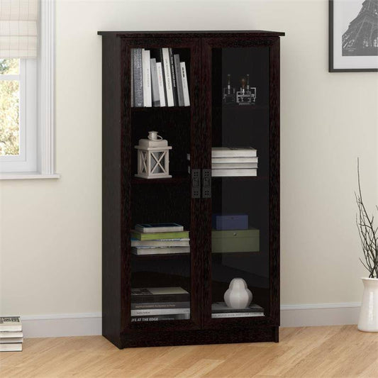 Ameriwood Home Quinton Point 4-Shelf Bookcase With Glass Doors, Black